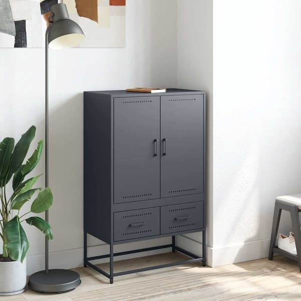 vidaXL Highboard antrasitt 68x39x111,5 cm stål