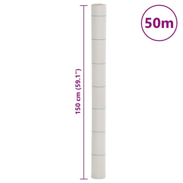 vidaXL Ogräsmatta vit 1,5x50 m PP