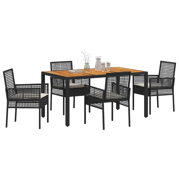 vidaXL Trädgårdsmöbelset 5 pcs Svart konstrotting