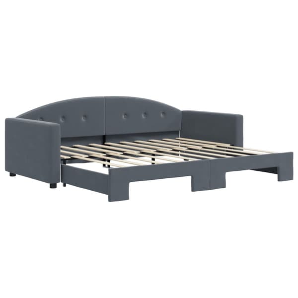 vidaXL Dagbädd utdragbar mörkgrå 90x190 cm sammet