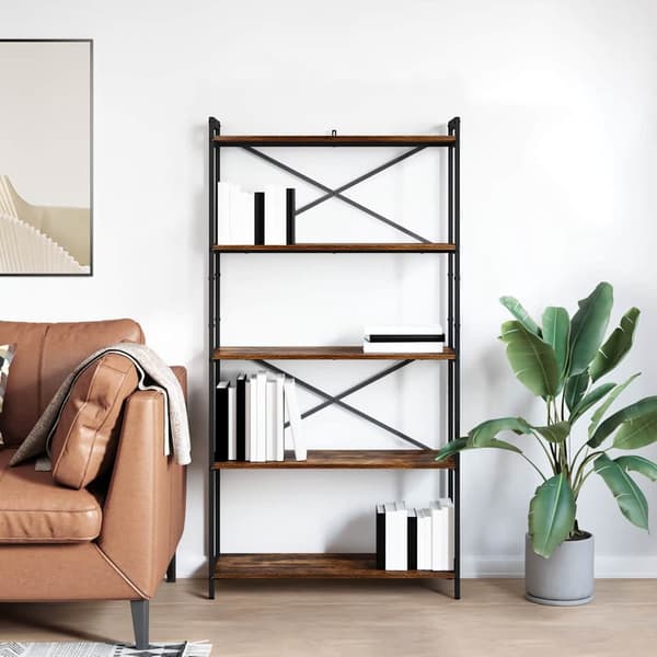 vidaXL Bokhylle Røkt eik 80 x 30 x 155 cm Konstruert tre