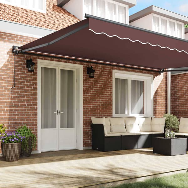 vidaXL Markisram Brun 500 × 300 cm Polyester med PU-beläggning