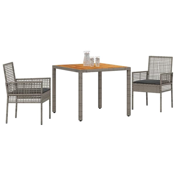 vidaXL Trädgårdsmöbelset 3 pcs Grå konstrotting