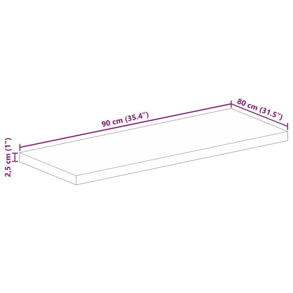 vidaXL Bordsskiva 90x80x2,5 cm rektangulär massiv akacia