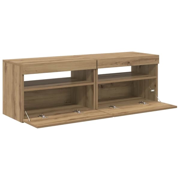 vidaXL TV-benk med LED-lys 2 stk artisan eik konstruert tre