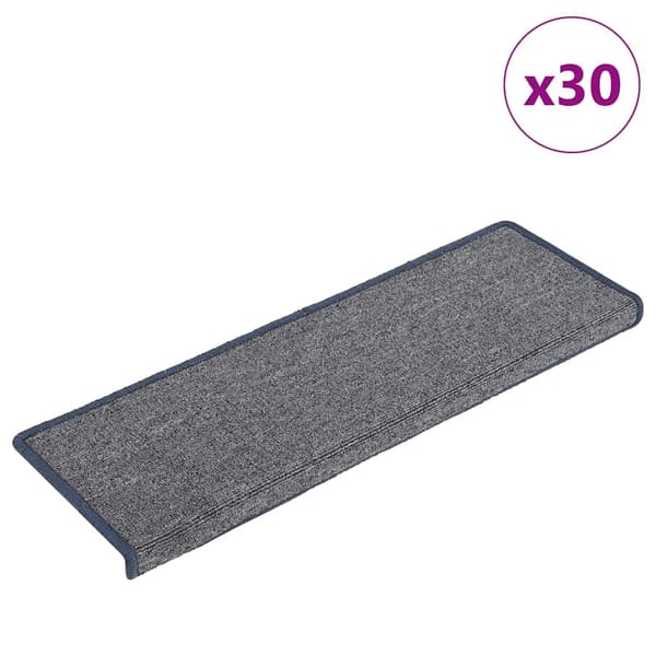 vidaXL Trappematter 30 stk 65x21x4 cm lysegrå og blå rektangulær kant