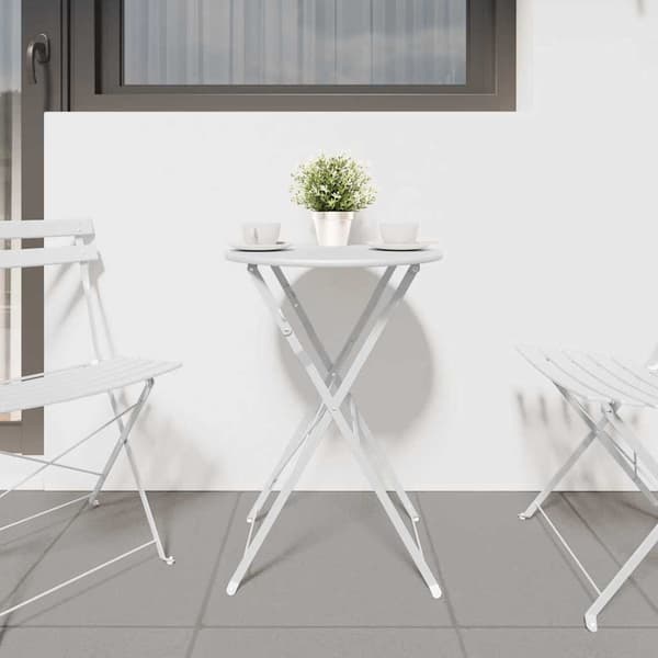 vidaXL Bistrobord Vit Ø 50 x 71 cm Pulverlackerad stål