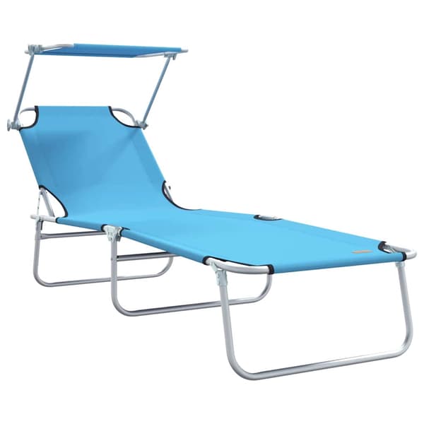 vidaXL Solstol 2 pcs Lys Blå 58 x 188 x 77cm Polyester