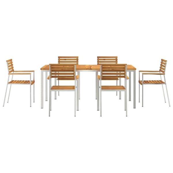 vidaXL Hage Spisegruppe 7 pcs Brun Solid akasietre