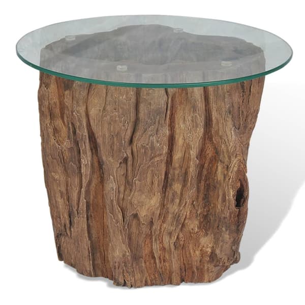 vidaXL Soffbord teak glas 50x40 cm