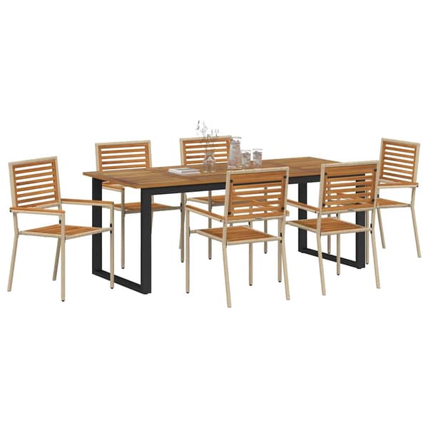 vidaXL Hage Spisegruppe 7 pcs Beige Solid akasietre
