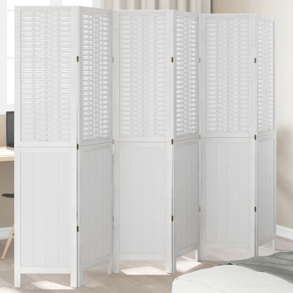 vidaXL Romdeler 6 paneler hvit heltre keisertre