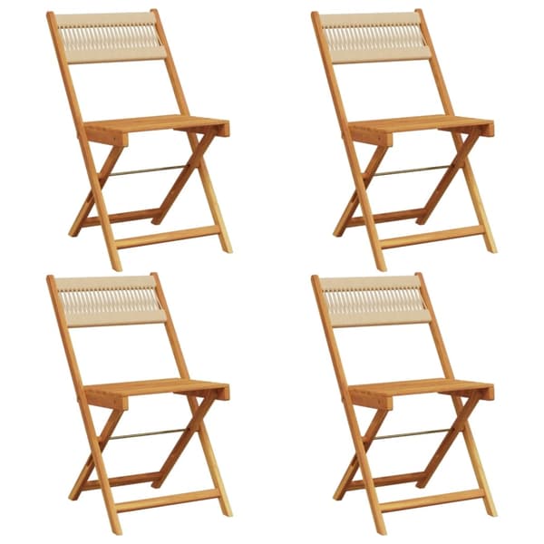 vidaXL Sammenleggbare hagestoler 4 stk beige heltre akasie