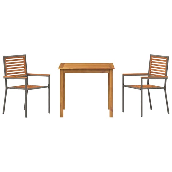 vidaXL Hage Spisegruppe 3 pcs Grå Solid akasietre