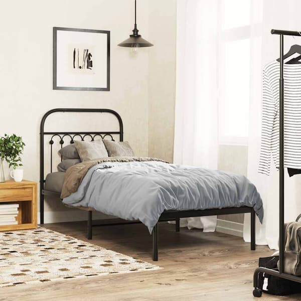 vidaXL Utskiftbar sengegavl i metall svart 75 cm