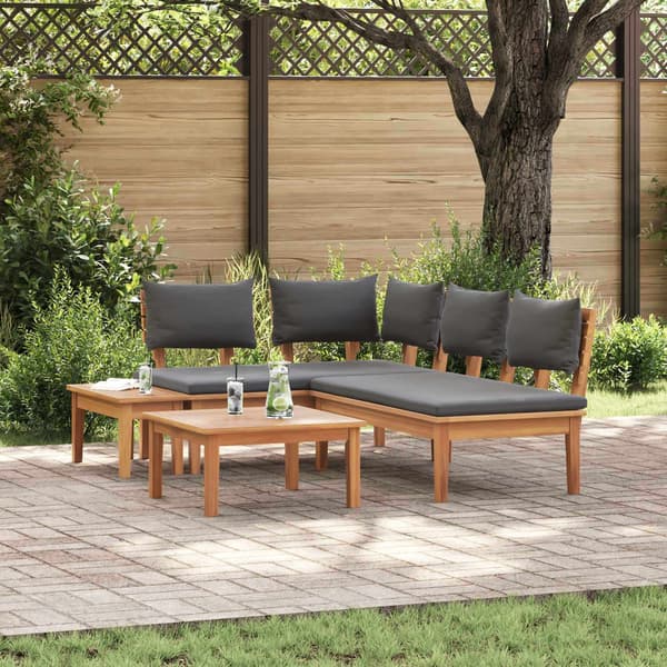 vidaXL Hagesofa Set 4 pcs Brun og Grå