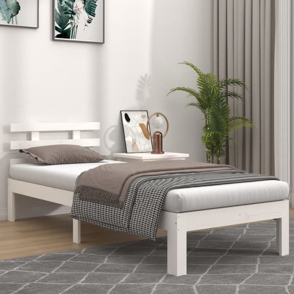 vidaXL Sengeramme hvit heltre 90x200 cm