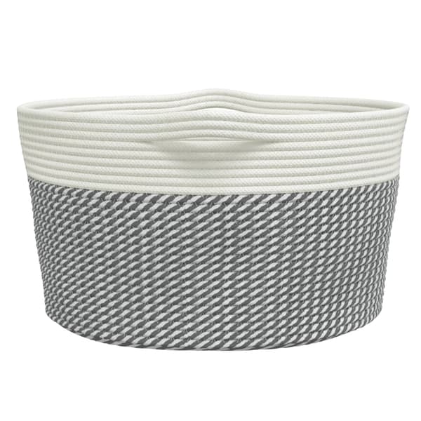 vidaXL Förvaringskorg grå och vit Ø40x25 cm bomull