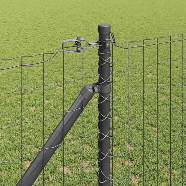 vidaXL Gjerde med stolpe Grå 1,2 x 10 m Stål og PVC