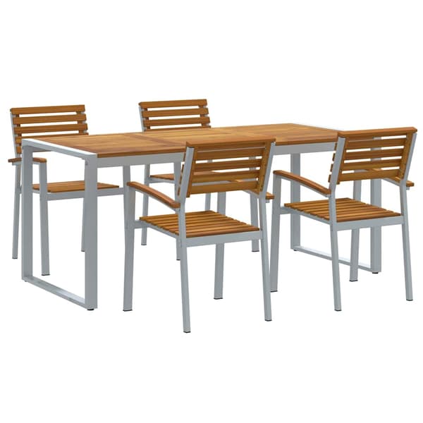 vidaXL Hage Spisegruppe 5 pcs Grå Solid akasietre