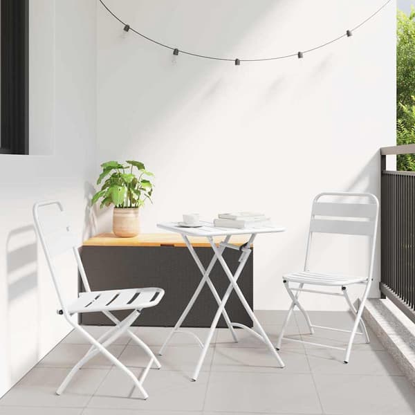 vidaXL Bistrosett 3 pcs Hvit Stål