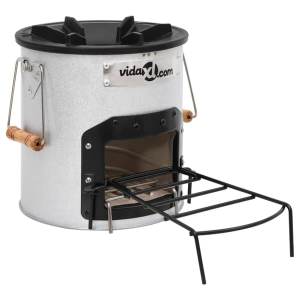 vidaXL Vedeldad campingspis silver 45x25x26 cm stål