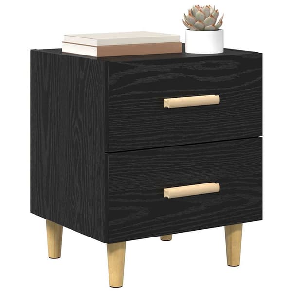 vidaXL Sengeskap 2 pcs Svart Eik 40 x 35 x 47.5cm Konstruert tre