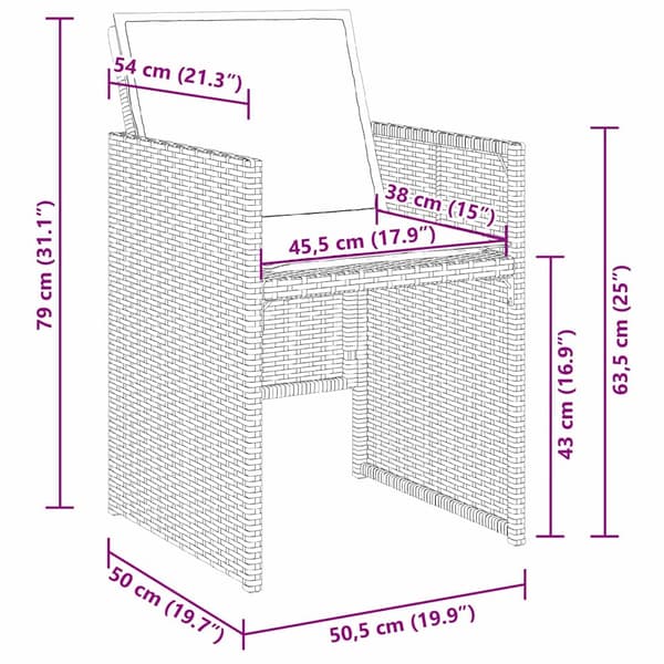 vidaXL Hage Spisegruppe 5 pcs Brun polyrotting