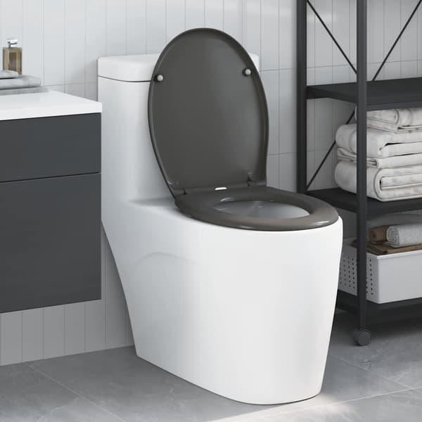 vidaXL Antracit Duroplast Standard Toalettsits Oval Samtida