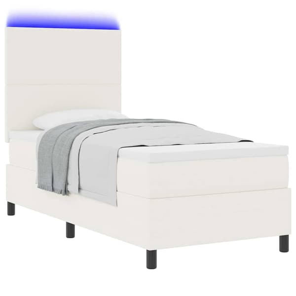 vidaXL LED Box Säng Grädde och vit 80 x 200 cm Kordread tyg