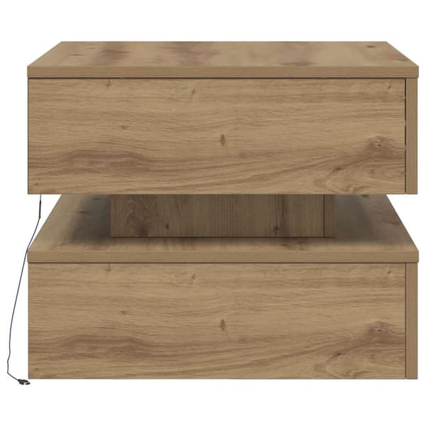 vidaXL Soffbord med LED ek 50x50x40 cm