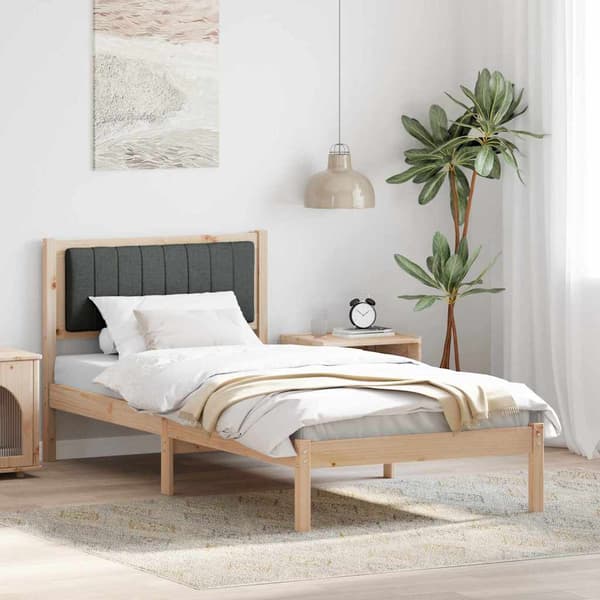 vidaXL Sängram med Vadderad Sänggavel Mörkgrå 90 x 190 cm