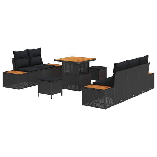 vidaXL Trädgårdsoffset 8 pcs Svart konstrotting