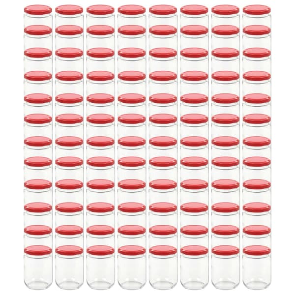 vidaXL Syltburkar i glas med röda lock 96 st 230 ml