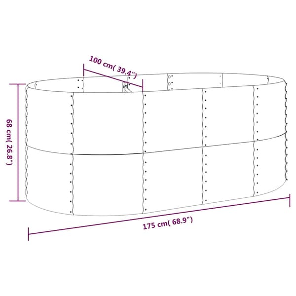 vidaXL Odlingslåda galvaniserat stål 175x100x68 cm antracit