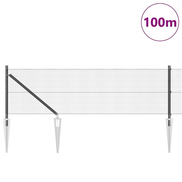 vidaXL Gjerde med innlegg. Grå 0.5 x 100 m Stål