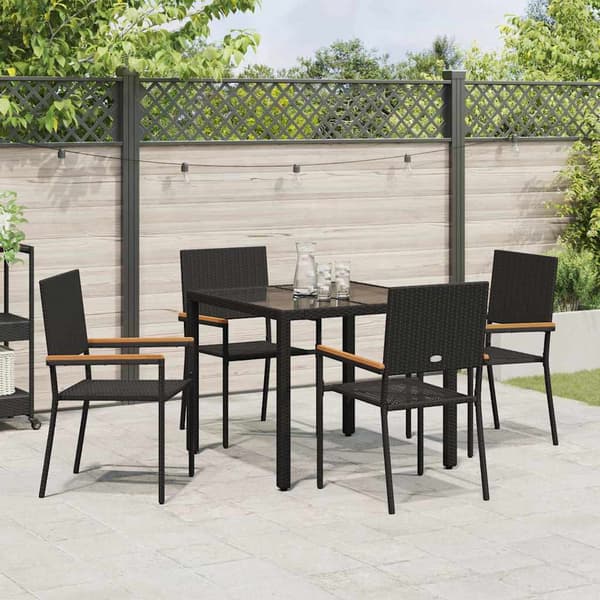 vidaXL Hage Spisegruppe 5 pcs Svart polyrotting