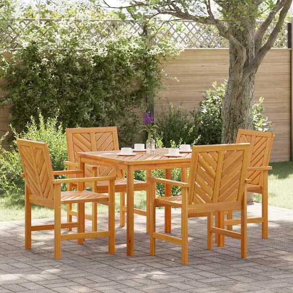 vidaXL Hage Spisegruppe 5 pcs Brun Solid akasietre