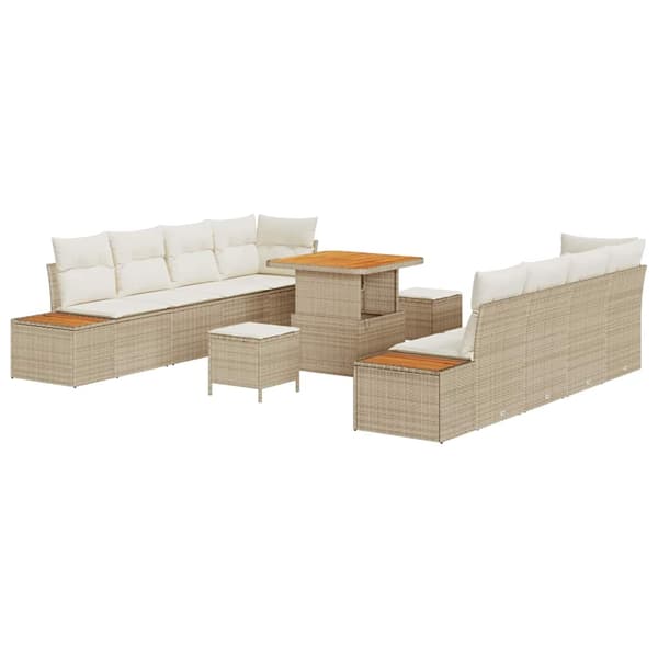 vidaXL Trädgårdsoffset 11 pcs Beige konstrotting