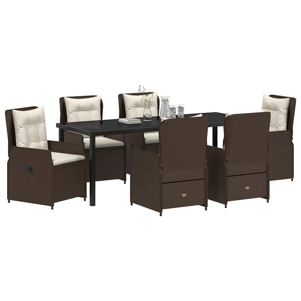 vidaXL Trädgårdsmöbelset 7 pcs Brun konstrotting