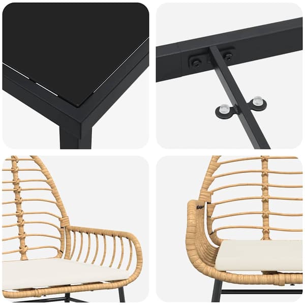 vidaXL Trädgårdsmöbelset 7 pcs Brun konstrotting