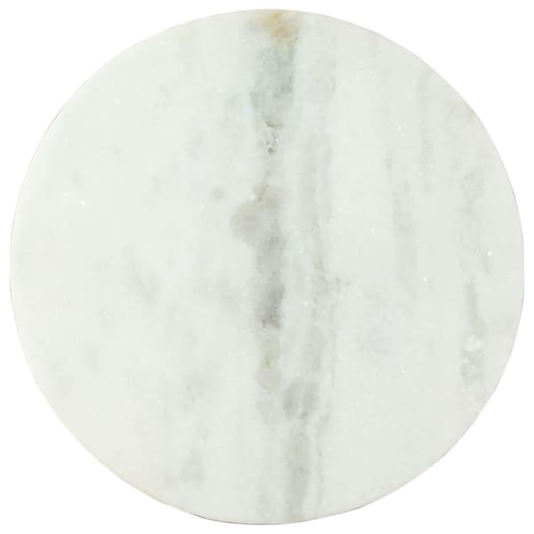 vidaXL Sofabord hvit og svart Ø50 cm ekte solid marmor change2