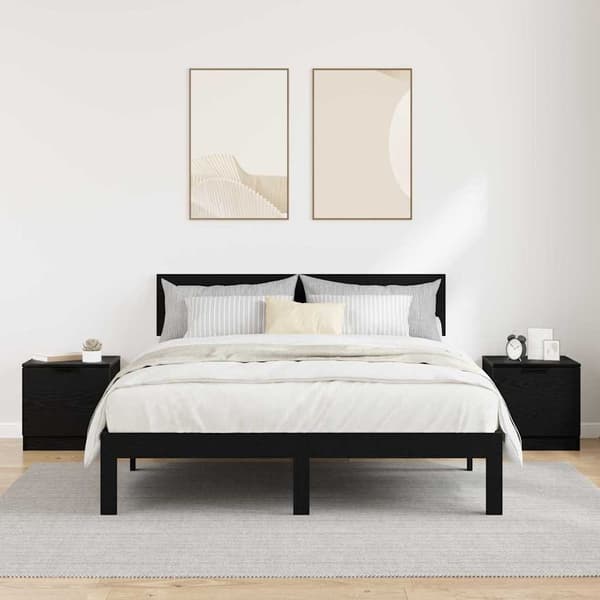 vidaXL Sengeskap 2 pcs Svart Eik 40 x 39 x 40cm Konstruert tre