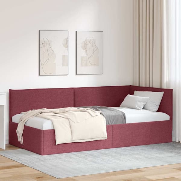 vidaXL Hörnssängram Vinröd 80 x 200 cm tyg