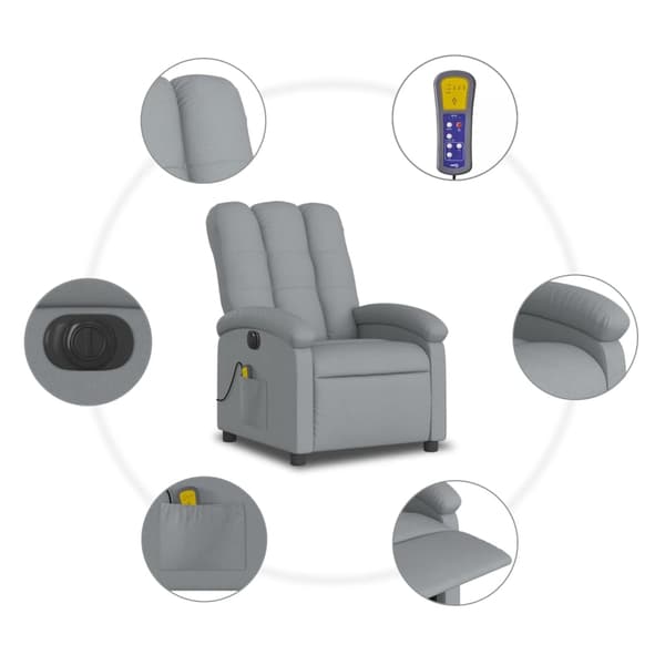 vidaXL Elektrisk massagefåtölj ljusgrå tyg