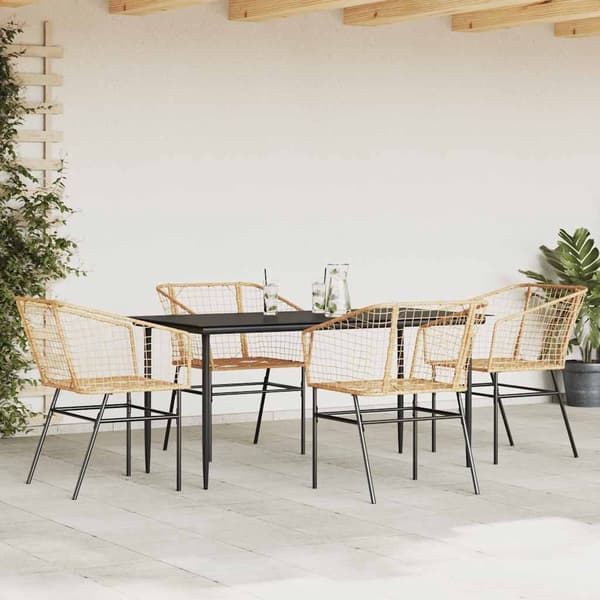 vidaXL Hagespisegruppe 5 deler brun polyrotting glass