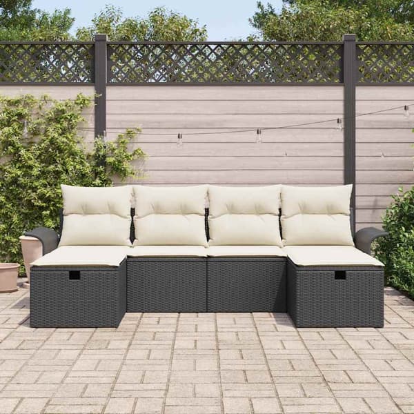 vidaXL Trädgårdsoffset med kudde med lagring 6 pcs Poly rattan