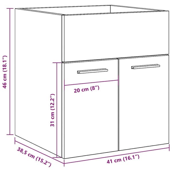 vidaXL Servantskap artisan eik 41x38,5x46 cm konstruert tre