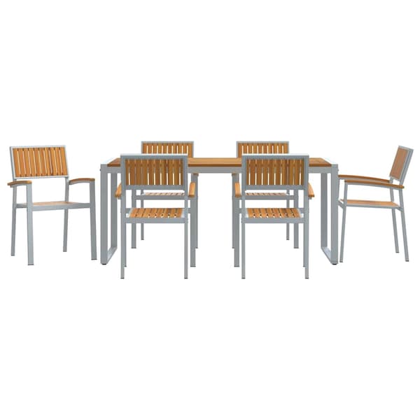 vidaXL Hage Spisegruppe 7 pcs Grå Solid akasietre