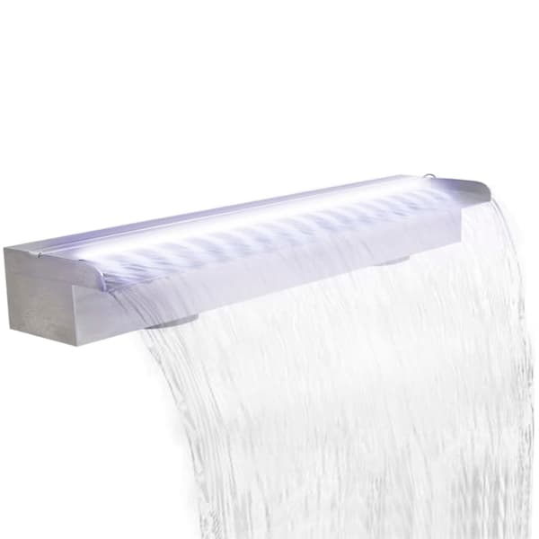 vidaXL Rektangulær foss med lysdioder i rustfritt stål 90 cm